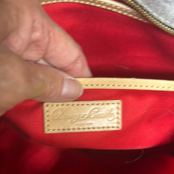 Dooney & Bourke Gray and White Tote Bag with Leather Handles - Picture 13 of 16